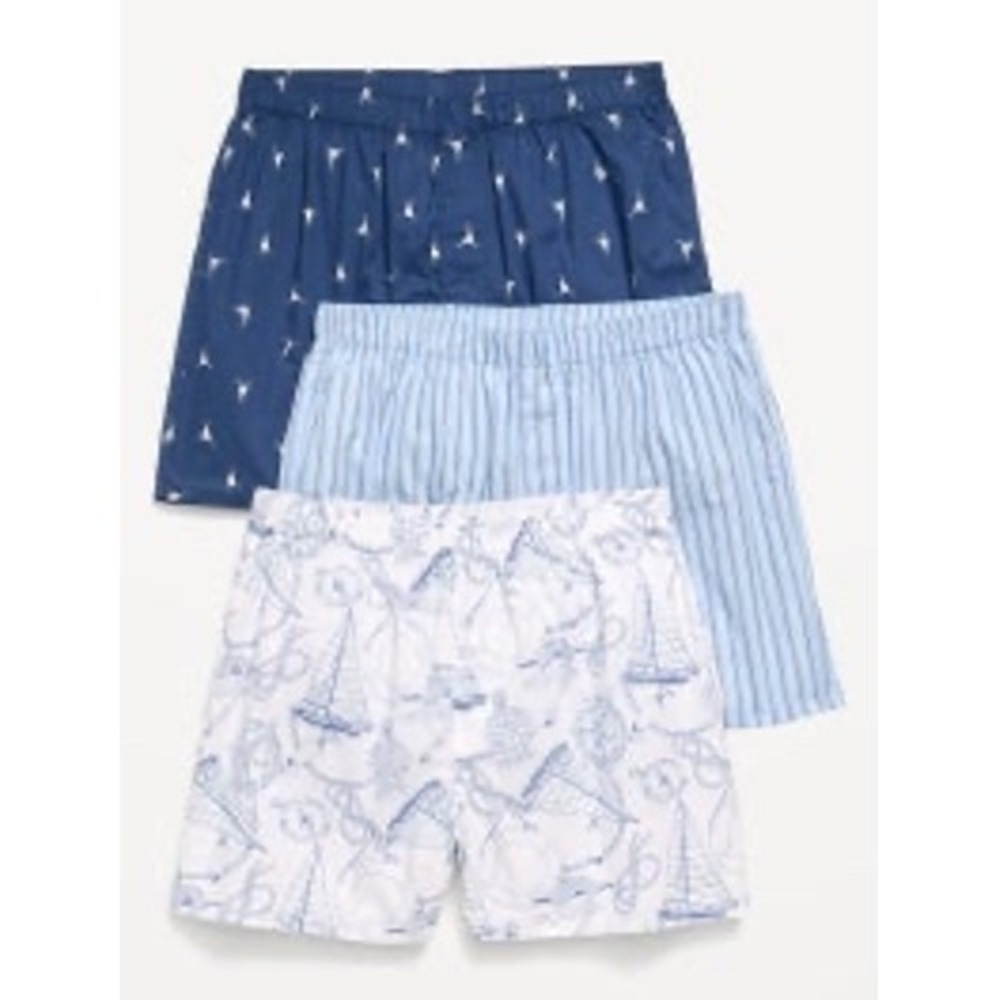 Old Navy Mens XXL OG Boxers 3 Pack Nautical Sailboat Stripe Blue White Cotton